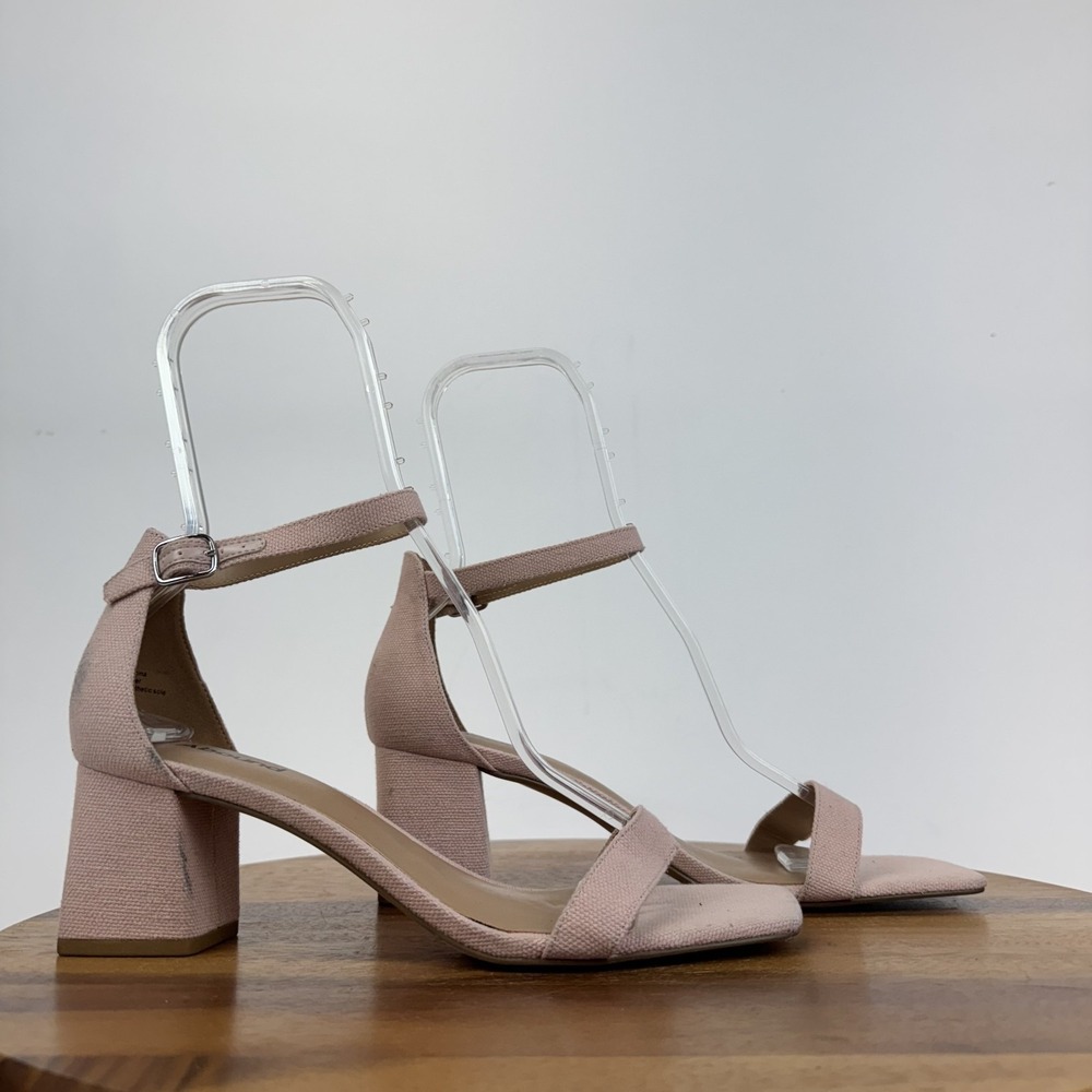 New NWOB‎ Womens Abound Finn Pink Fabric Ankle Strap Heel Casual Sandals Size 10